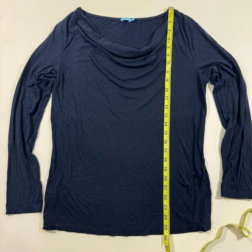 J McLaughlin Drape Neck Shirt Long Sleeve Dark Blue